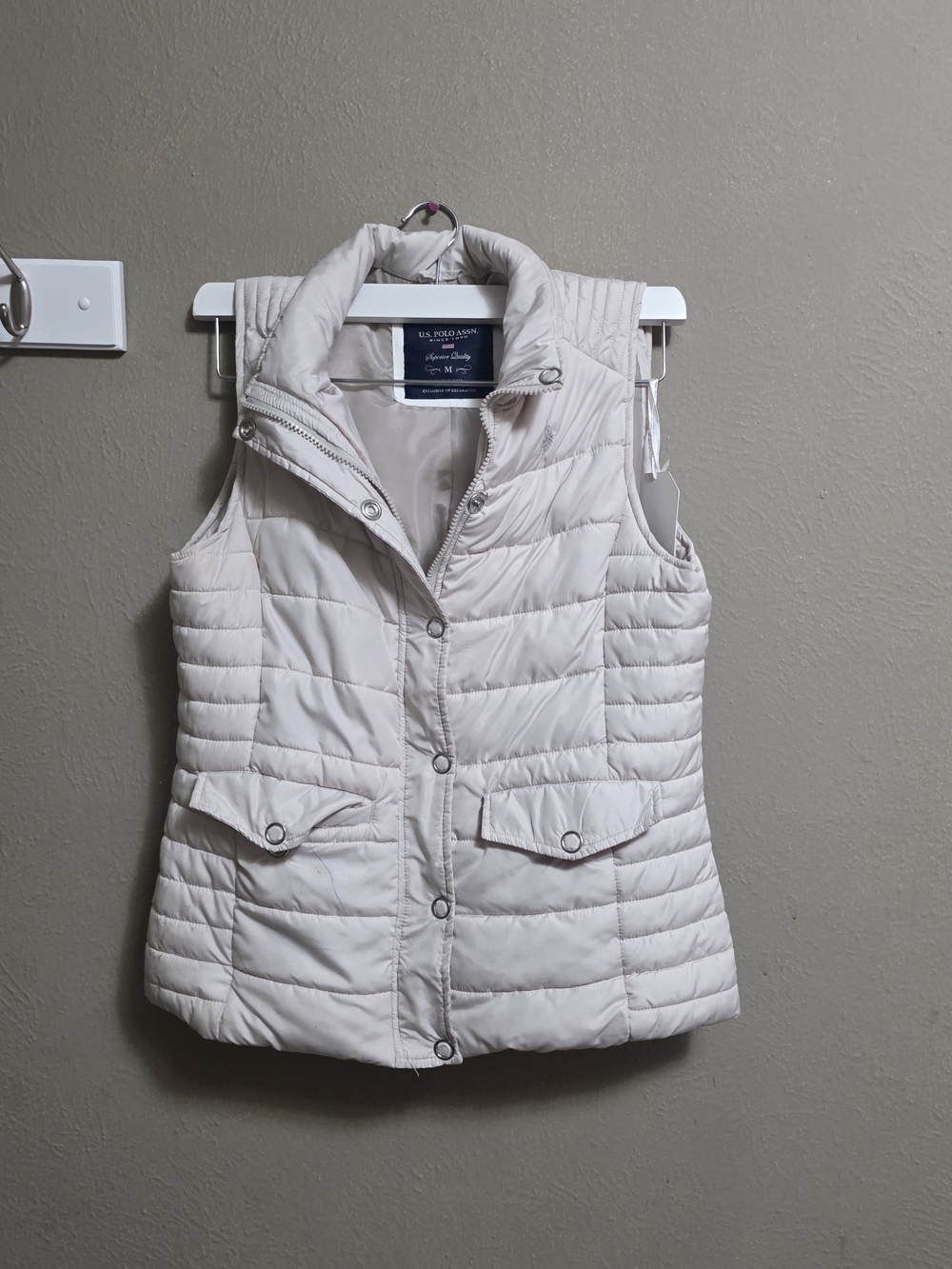 U.S. Polo Assn. Women's Cream Quilted Puffer Vest